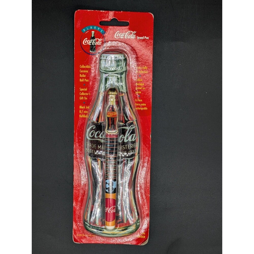 Vintage 1996 Coca Cola Ceramic Roller Ball Pen Collector Tin New Sealed NIP